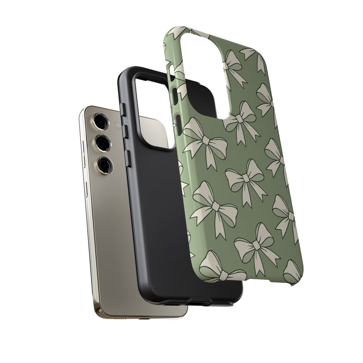 Chic Sage Green Bow Pattern Phone Case