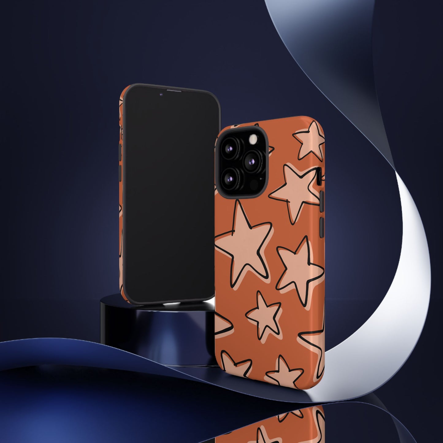 Burnt Orange Doodle Star Phone Case