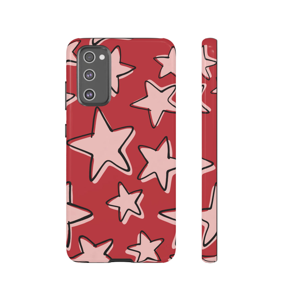 Cherry Red Doodle Star Phone Case