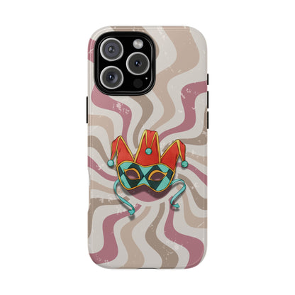 Venetian Jester Mask – Pink Retro Soft Revival Phone Case - Pink Phone Case - iPhone 16 Pro Max / Glossy