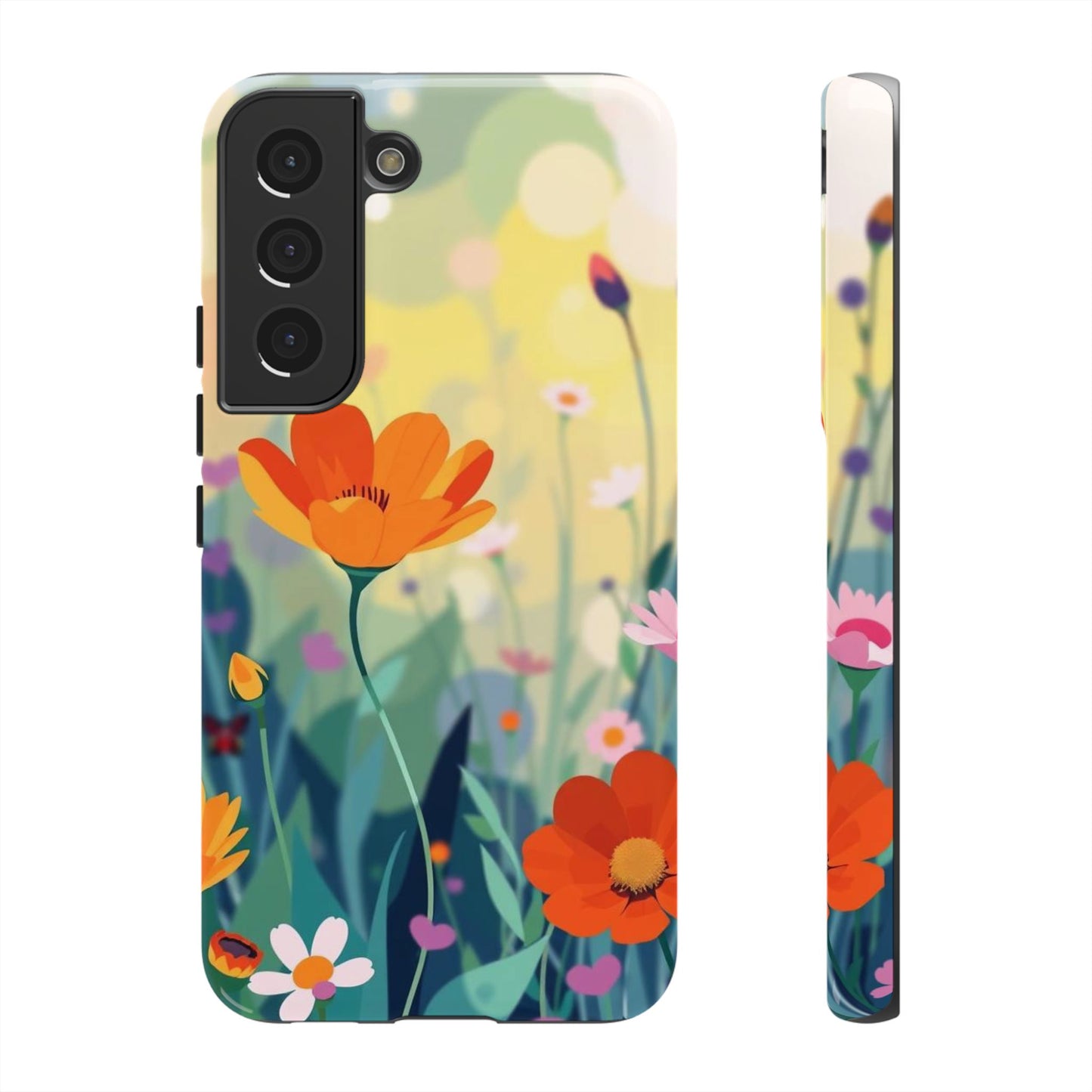 Samsung Galaxy S22 / Glossy Phone Case - Pop Art Style Wildflower Design Phone Case