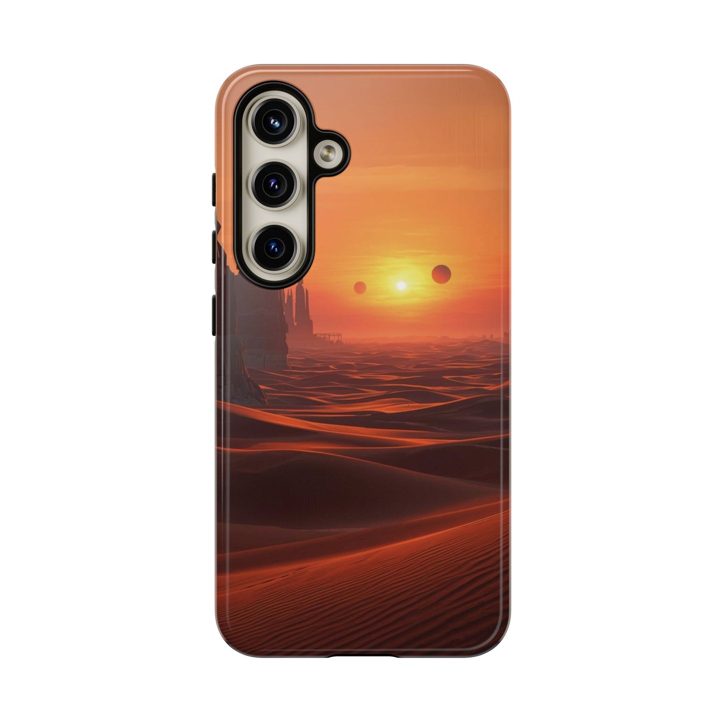 Twin Suns Desert World Sci-fi Phone Case - Orange Phone Case - Samsung Galaxy S24 / Glossy