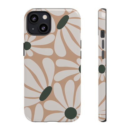 Retro Beige & White Daisy Pattern Phone Case - Beige Phone Case - iPhone 13 / Glossy