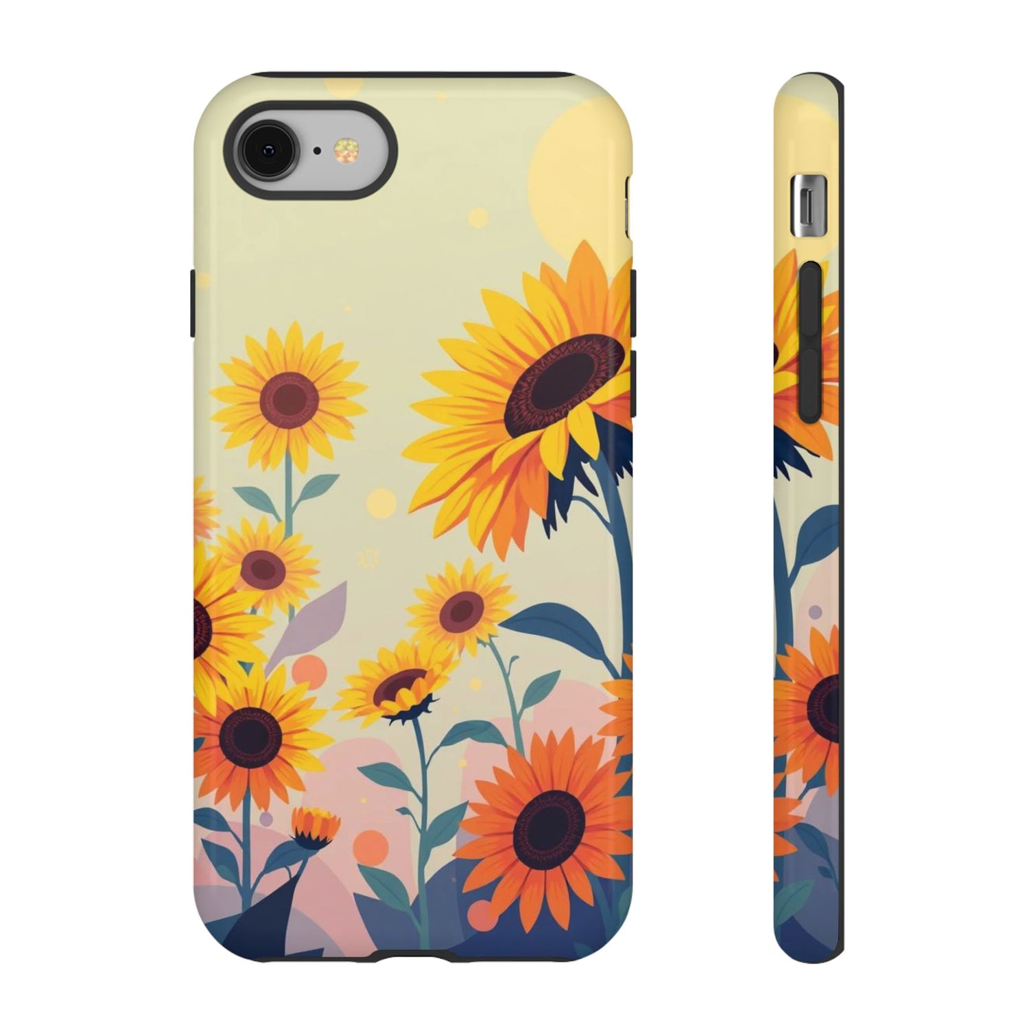iPhone 8 / Glossy Phone Case - Modern Flat Sunflower Design Phone Case