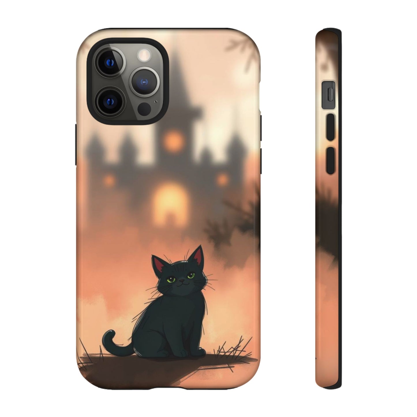 iPhone 12 Pro / Glossy Phone Case - Cute Gothic Cat Design Phone Case