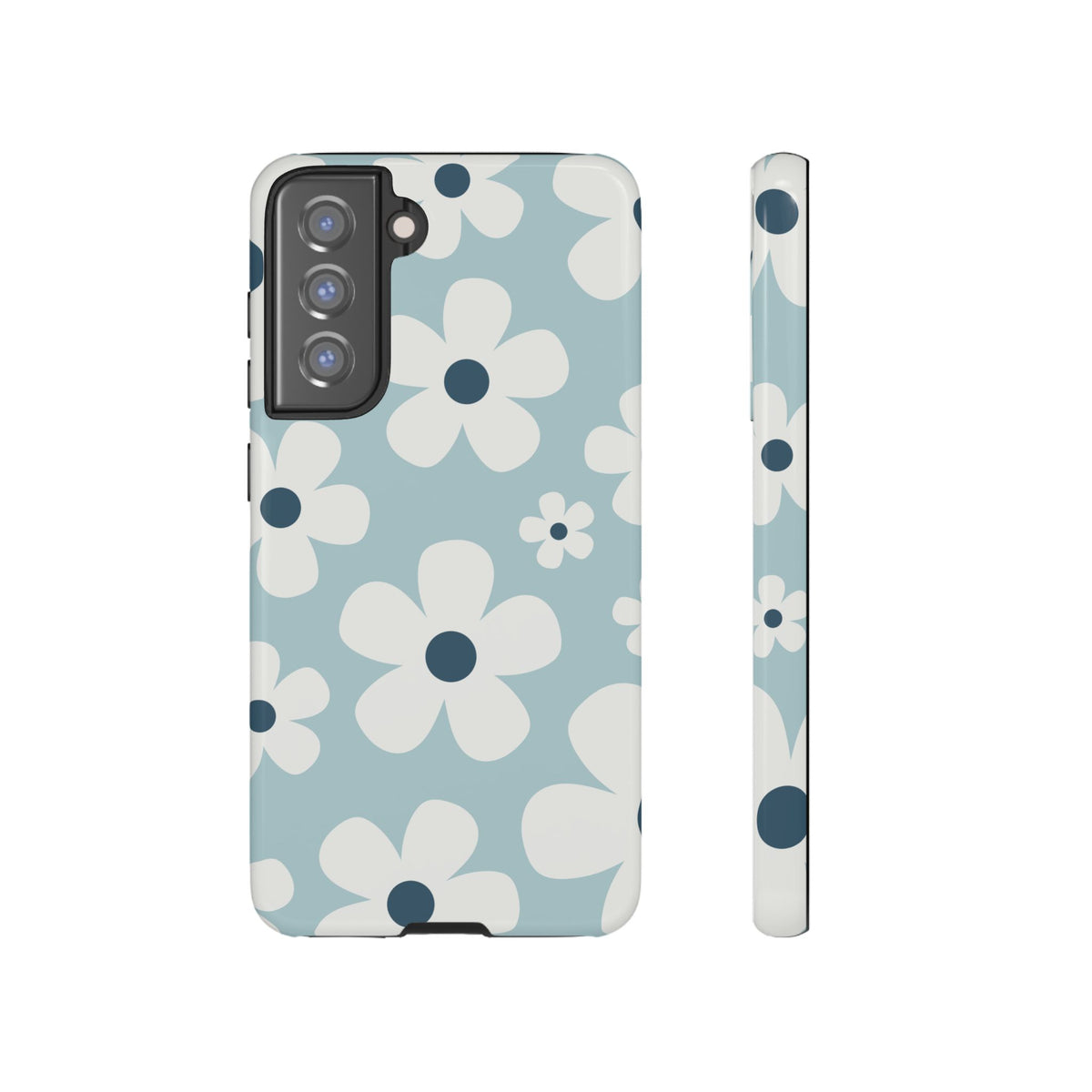 Cute Light Blue Daisy Pattern Phone Case - Blue Phone Case - Samsung Galaxy S21 FE / Glossy