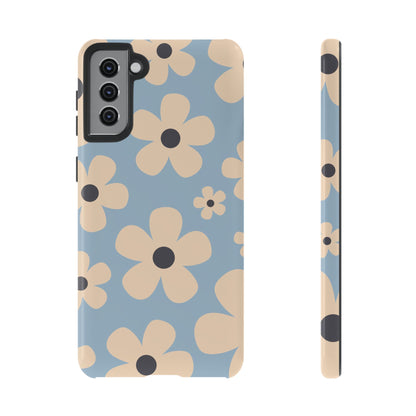 Cute Light Blue & Cream Daisy Pattern Phone Case - Blue Phone Case - Samsung Galaxy S21 Plus / Glossy