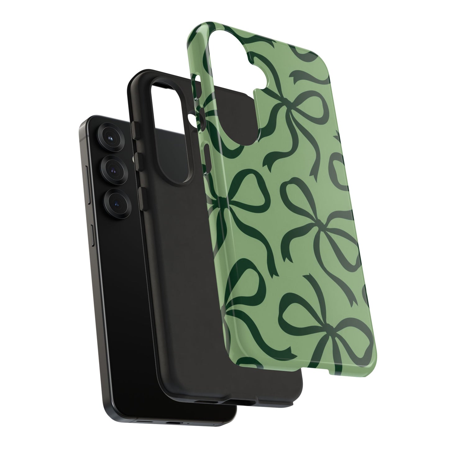 Bold Sage Green and Forest Green Bow Pattern Phone Case