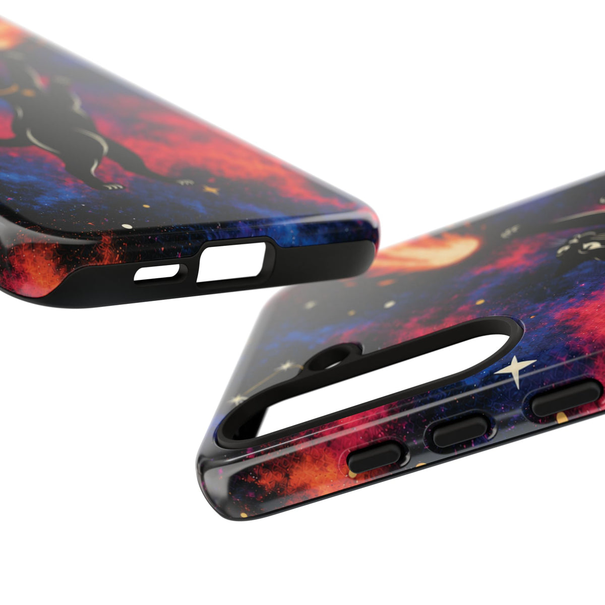 Whimsical Multicolour Celestial Black Cat Phone Case