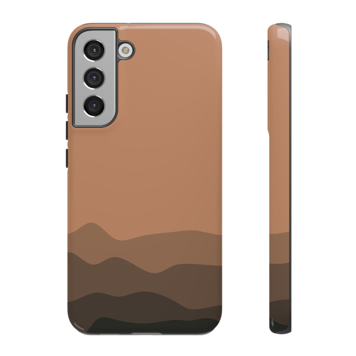 Brown Abstract Waves Protective Phone Case - Brown Phone Case - Samsung Galaxy S22 Plus / Glossy