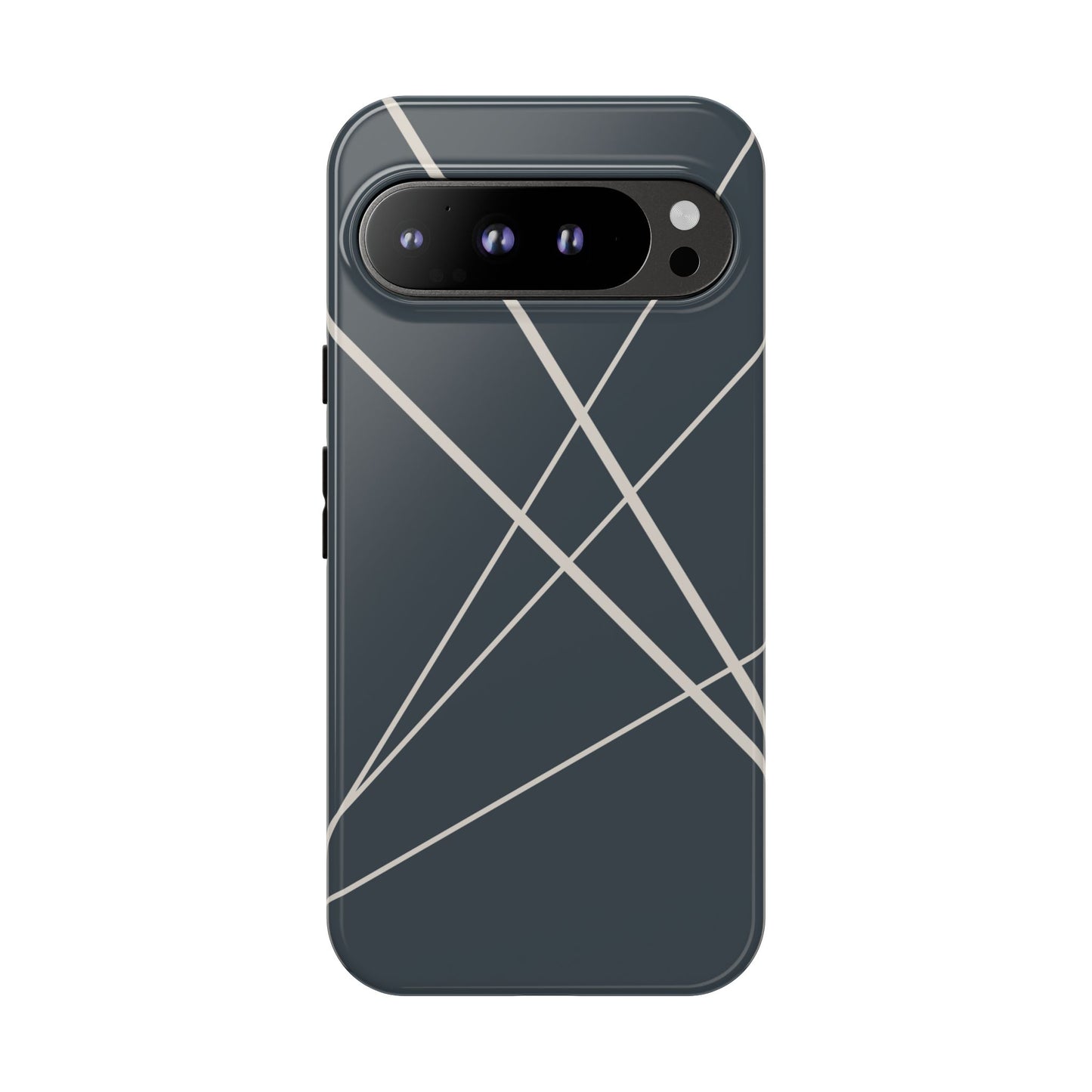 Google Pixel 9 Pro XL / Glossy Phone Case - Abstract Blue with Beige Lines Phone Case