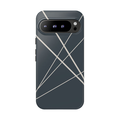 Google Pixel 9 Pro XL / Glossy Phone Case - Abstract Blue with Beige Lines Phone Case