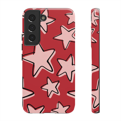 Cherry Red Doodle Star Phone Case