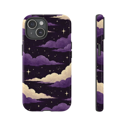 Illustrated Purple Clouds & Stars Phone Case