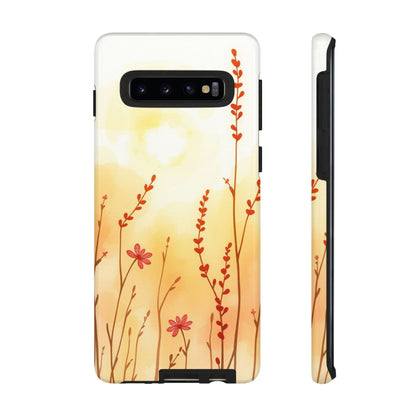 Samsung Galaxy S10 / Glossy Phone Case - Boho Chic Watercolour Wildflower Dusk Pattern Phone Case