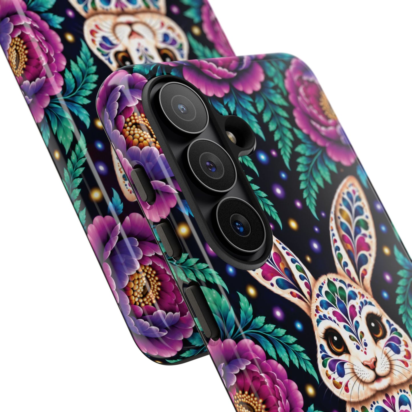 Cute Purple and Teal Calavera Bunny Phone Case - Multicolor Phone Case