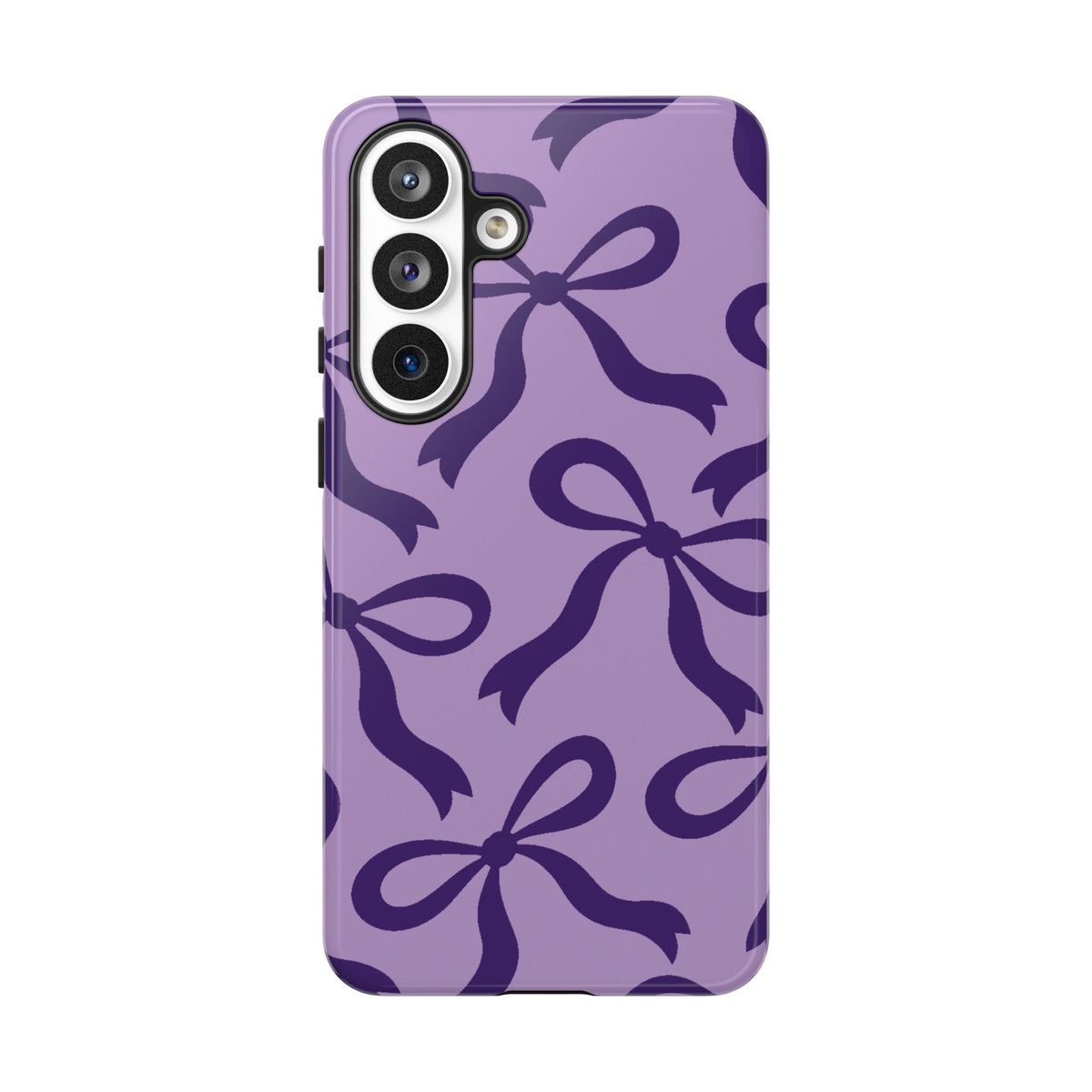 Bold Lilac and Deep Purple Bow Pattern Phone Case - Purple Phone Case - Samsung Galaxy S26 Plus / Glossy