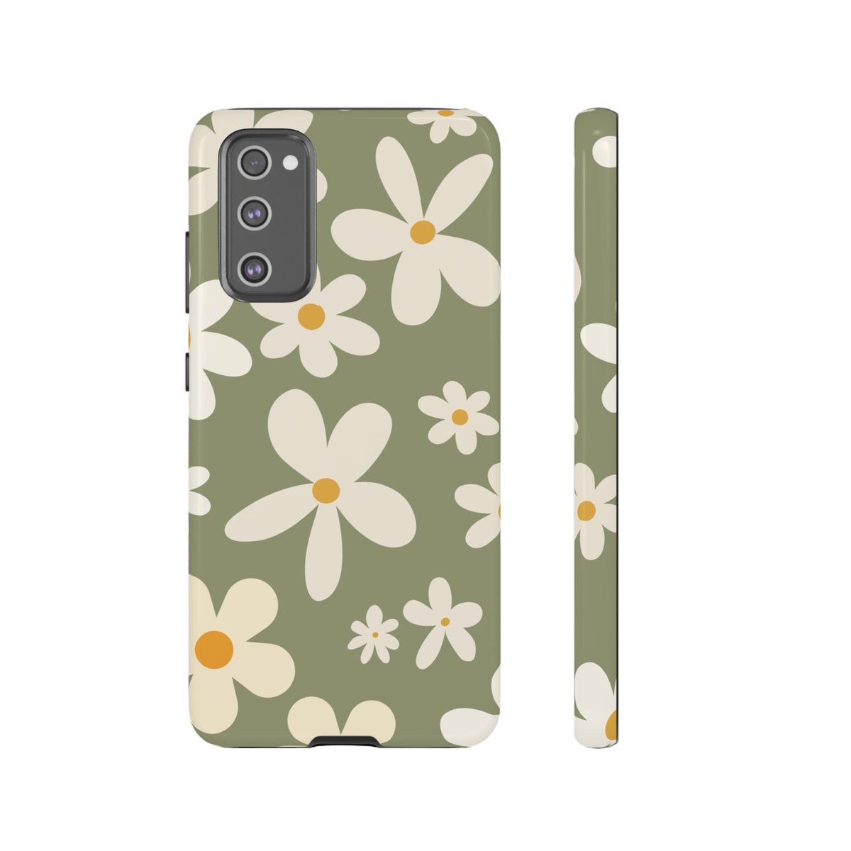 Chic Green Daisy Pattern Phone Case - Green Phone Case - Samsung Galaxy S20 FE / Glossy