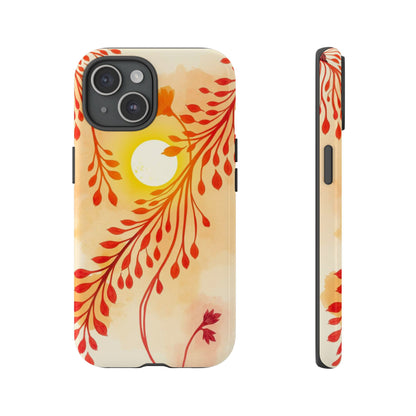 iPhone 15 / Glossy Phone Case - Boho Chic Watercolour Sunset Design Phone Case