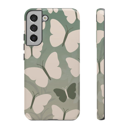 Samsung Galaxy S22 Plus / Glossy Phone Case - Minimalist Light Green Butterfly Pattern Phone Case