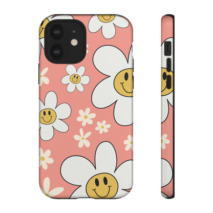 Fun Retro Daisy Pattern with Pink Background Phone Case - Pink Phone Case - iPhone 12 / Glossy