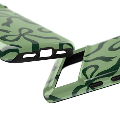 Bold Sage Green and Forest Green Bow Pattern Phone Case - Green Phone Case