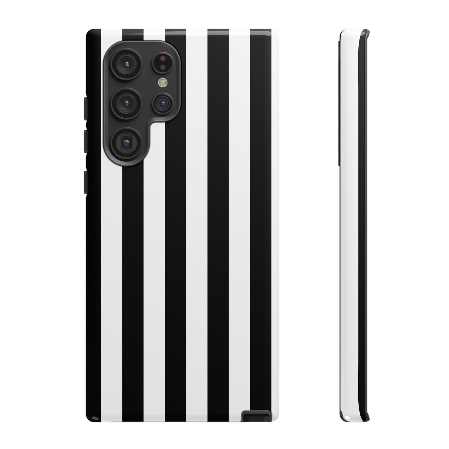 Samsung Galaxy S22 Ultra / Glossy Phone Case - Simple Black & White Stripe Pattern Phone Case