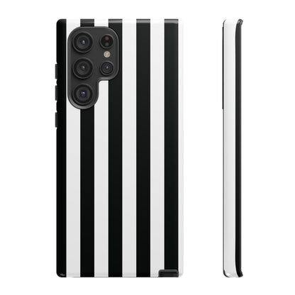 Samsung Galaxy S22 Ultra / Glossy Phone Case - Simple Black & White Stripe Pattern Phone Case