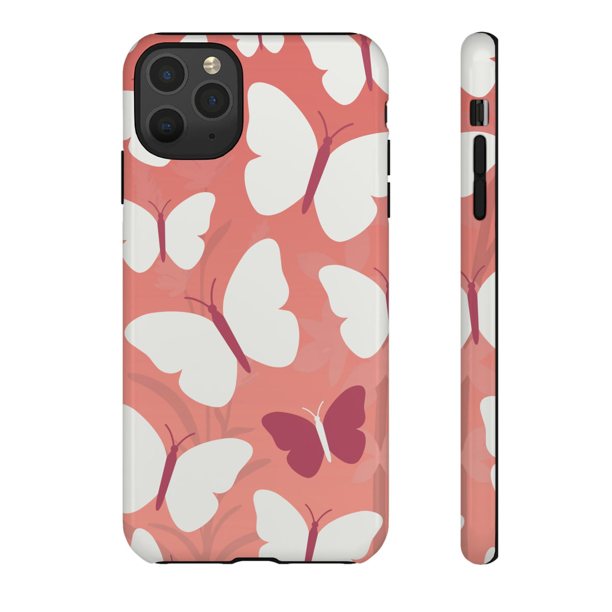Minimalist Pink Butterfly Pattern Phone Case - Pink Phone Case - iPhone 11 Pro Max / Glossy