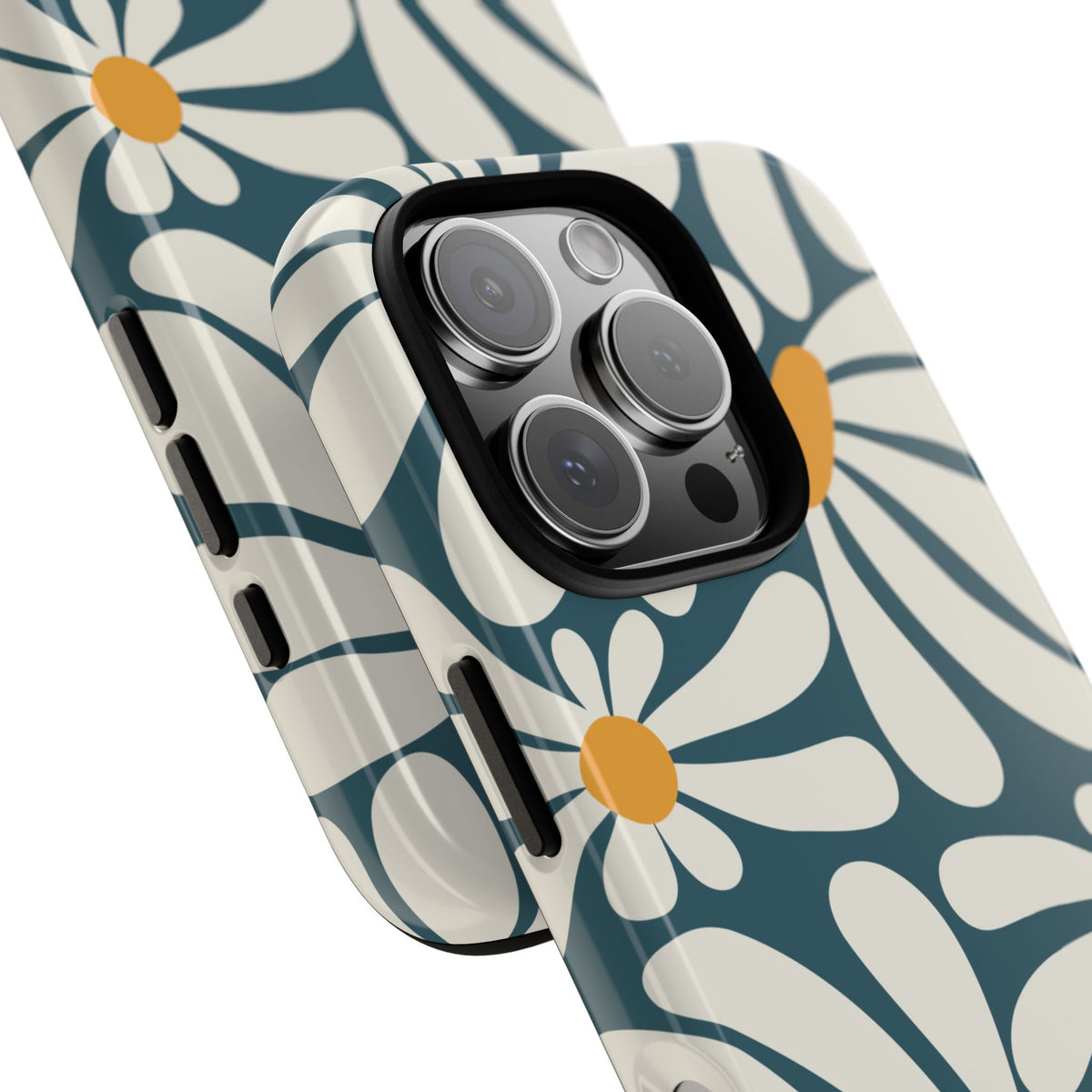 Retro Blue Daisy Pattern Phone Case - Blue Phone Case