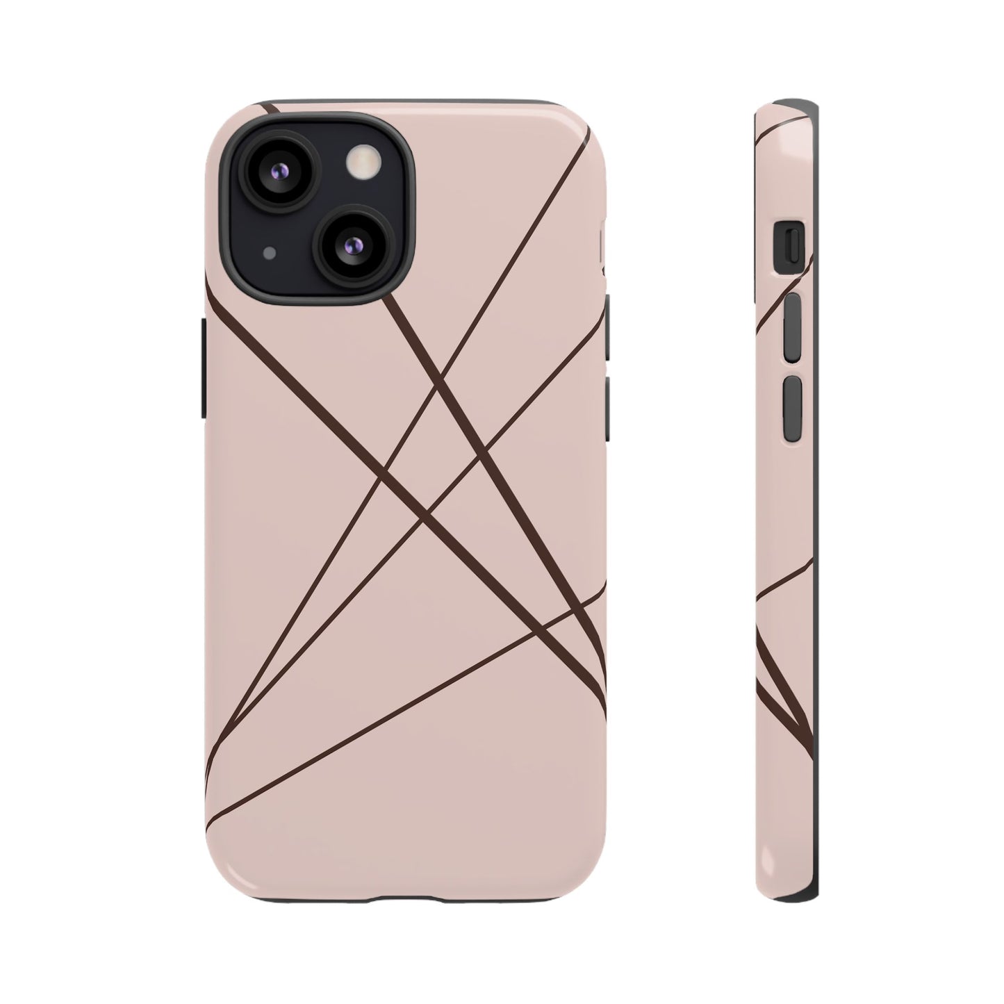 Abstract Pink with Brown Lines Phone Case - Pink Phone Case - iPhone 13 Mini / Glossy
