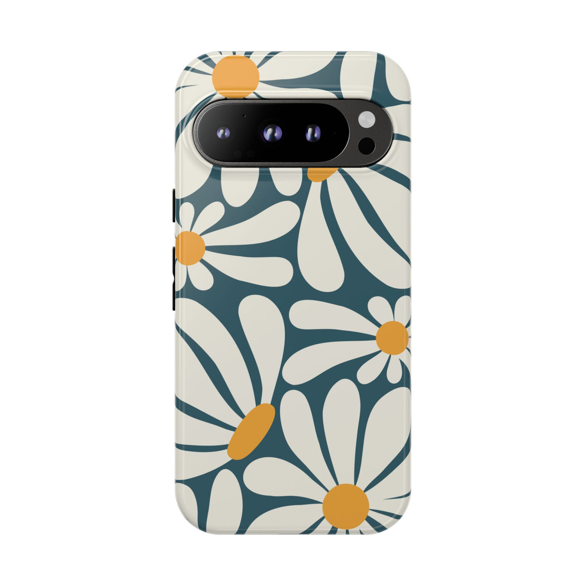 Retro Blue Daisy Pattern Phone Case - Blue Phone Case - Google Pixel 9 Pro / Glossy