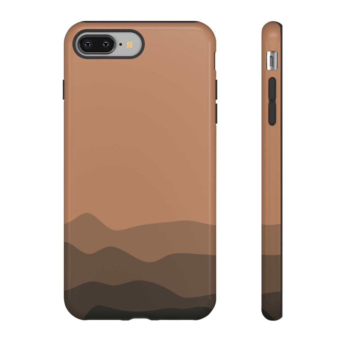 Brown Abstract Waves Protective Phone Case - Brown Phone Case - iPhone 8 Plus / Glossy