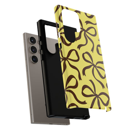 Bold Butter Yellow and Chocolate Brown Bow Pattern Phone Case