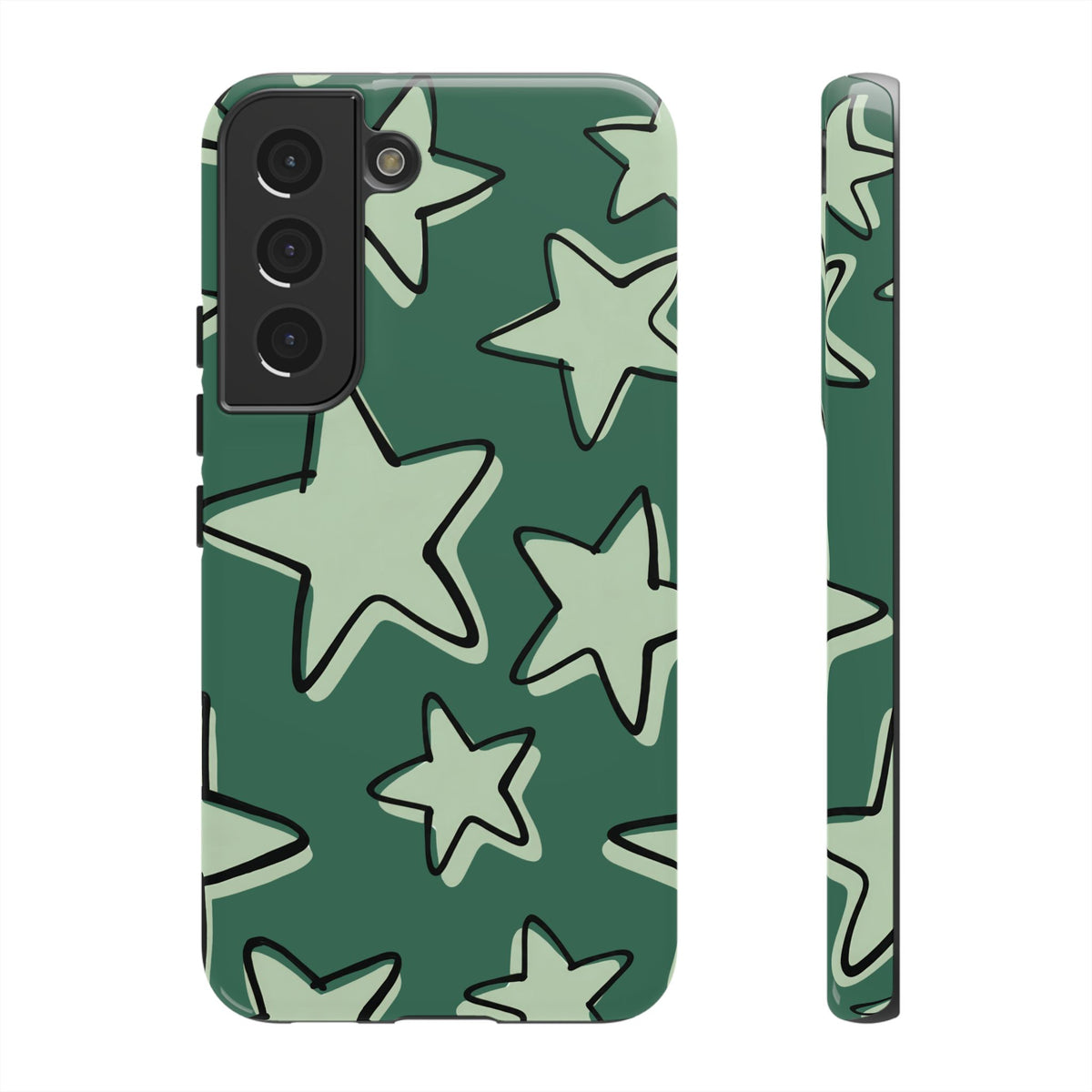 Forest Green Doodle Star Phone Case