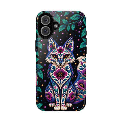 Vibrant Purple and Teal Calavera Fox Phone Case - Multicolor Phone Case - iPhone 16 Plus / Glossy