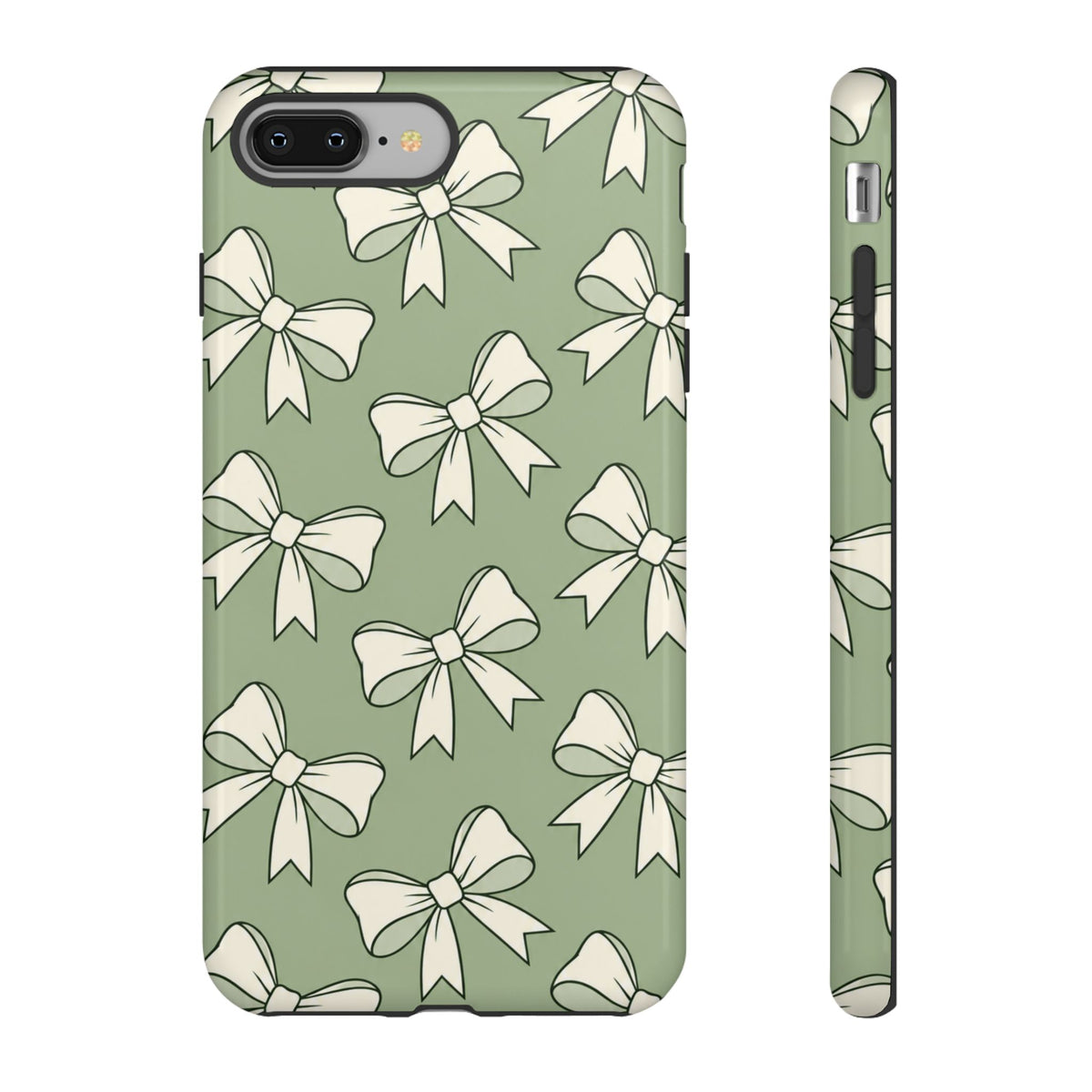 Chic Sage Green Bow Pattern Phone Case
