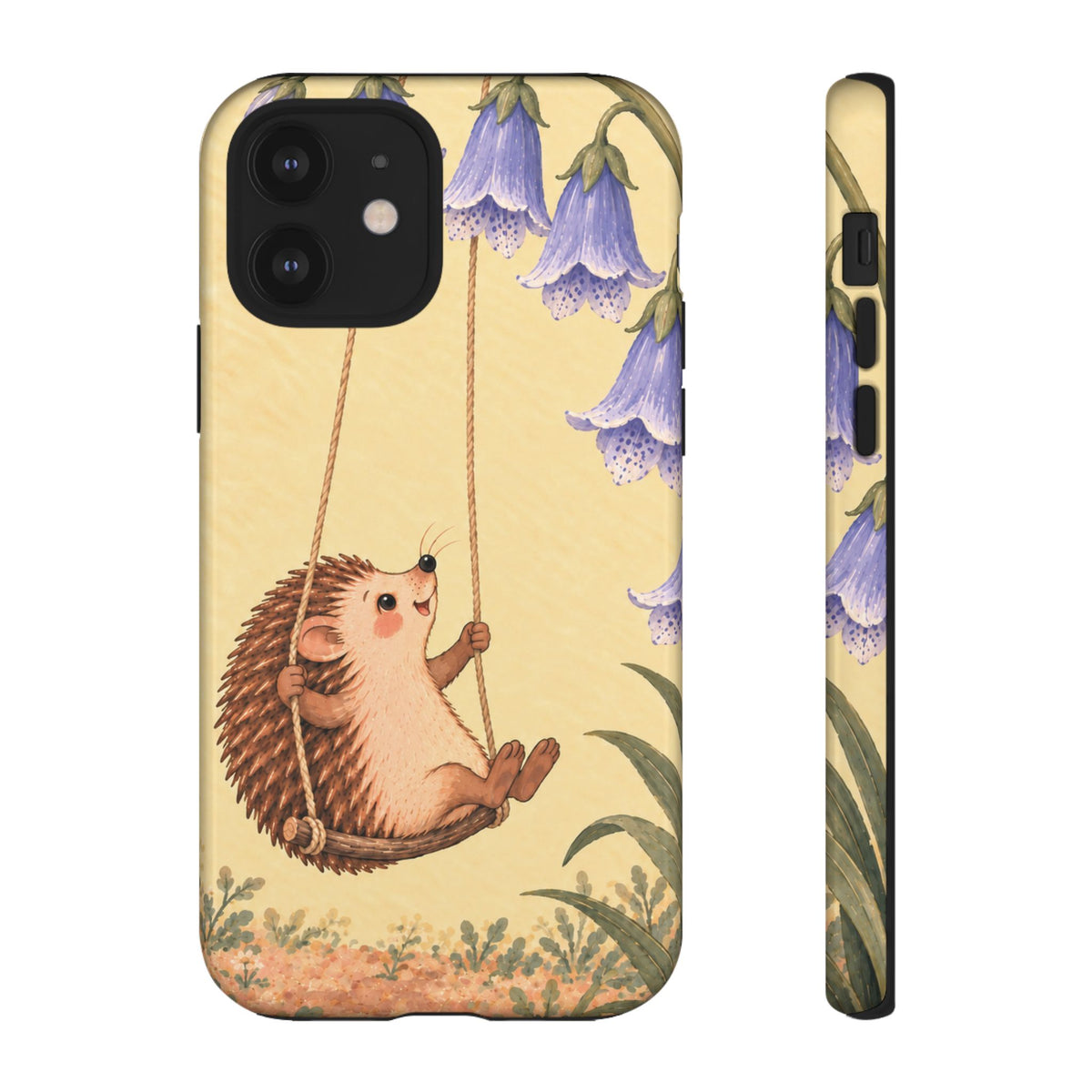 Whimsical Buttercream Hedgehog and Bluebell Phone Case - Yellow Phone Case - iPhone 12 / Glossy