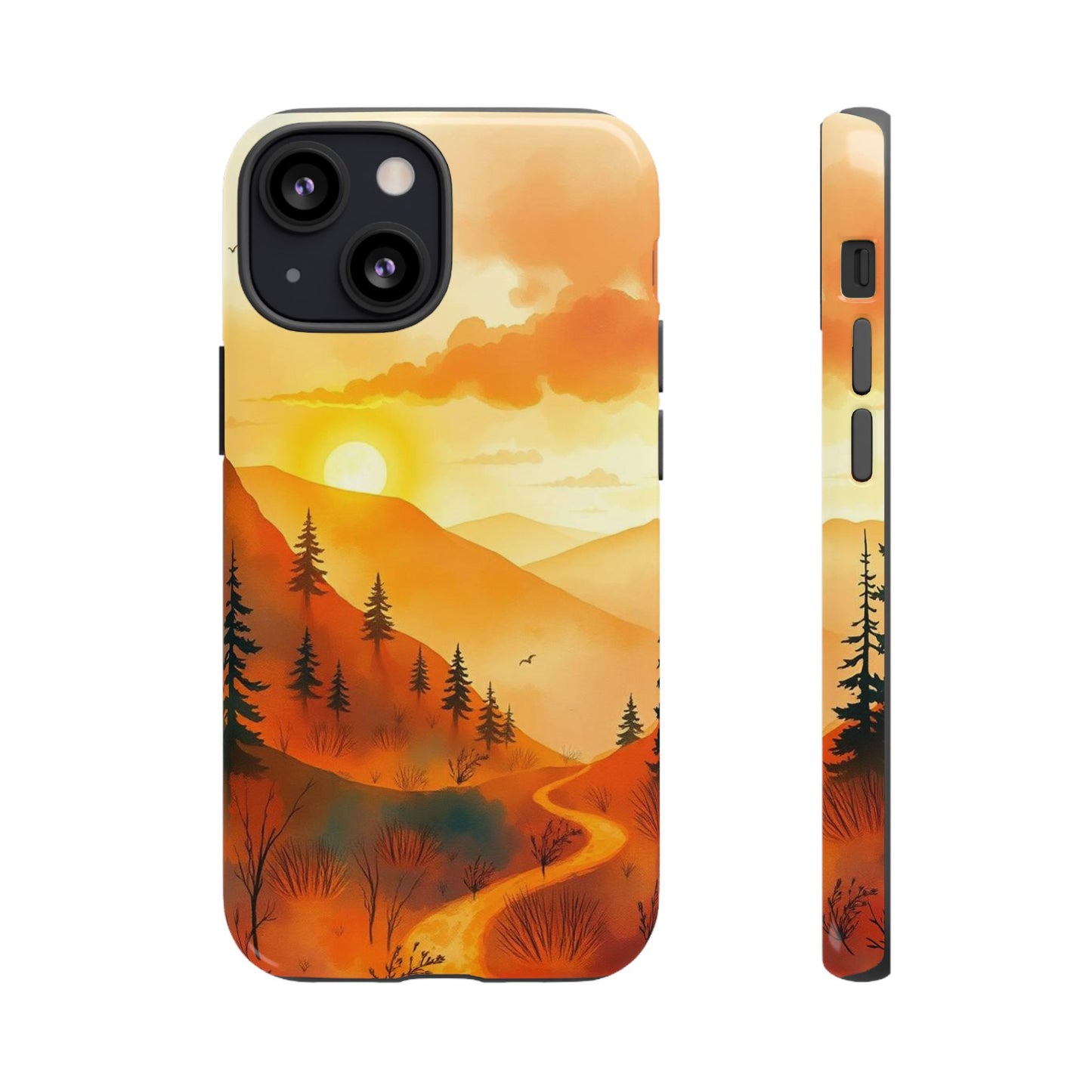 iPhone 13 Mini / Glossy Phone Case - Golden Sunset Design Phone Case