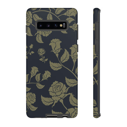 Samsung Galaxy S10 Plus / Glossy Phone Case - ’Blue & Olive Rose Pattern’ Phone Case