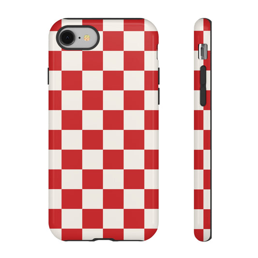 Red Checked Pattern Phone Case - Red Phone Case - iPhone 8 / Glossy
