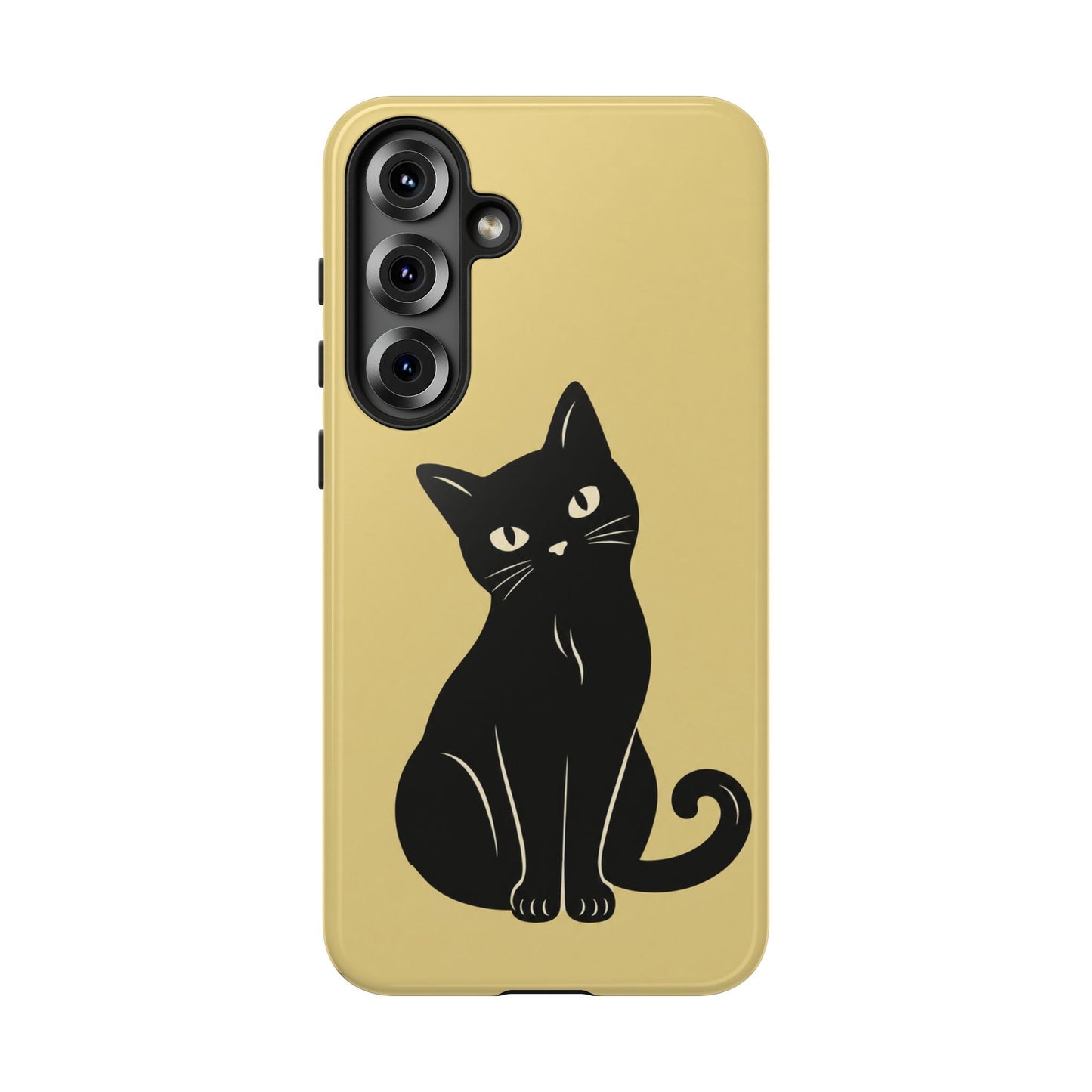 Minimalist Butter Yellow & Black Cat Phone Case