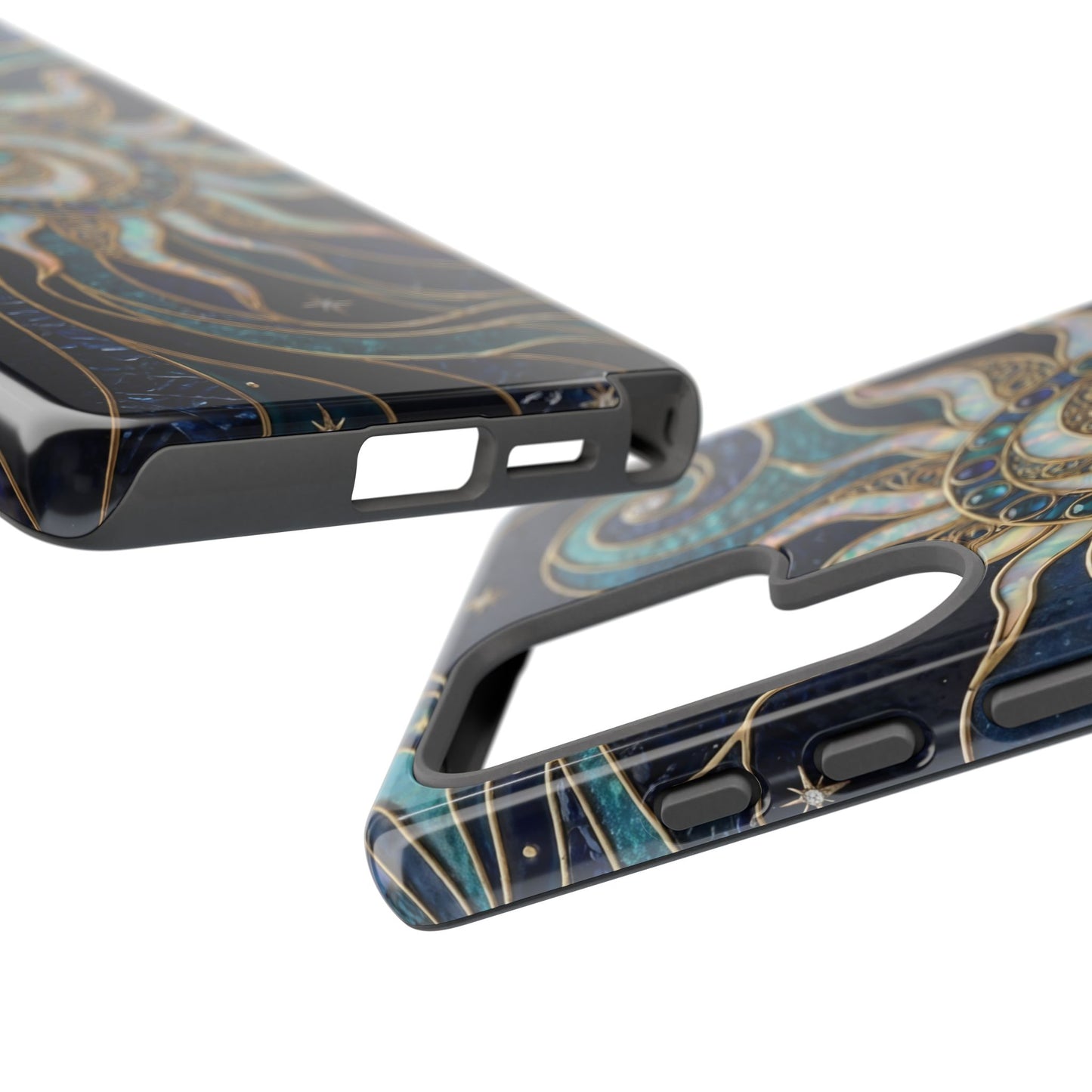 Elegant Teal & Gold Cosmic Sunburst Phone Case