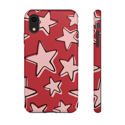 Cherry Red Doodle Star Phone Case