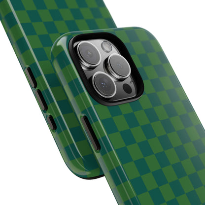 Bold Green Small Checked Pattern Phone Case - Green Phone Case