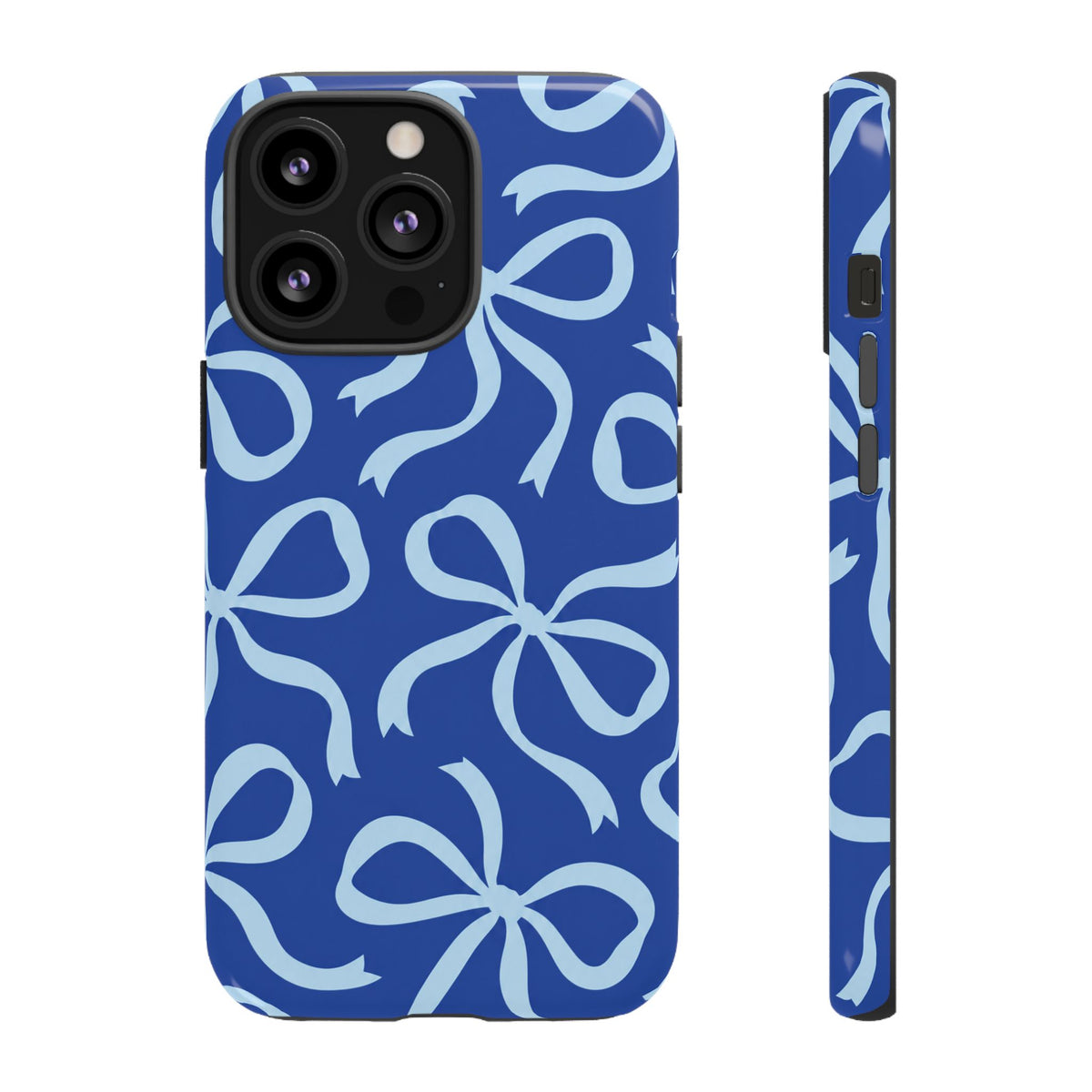 Bold Cobalt Blue and Powder Blue Bow Pattern Phone Case