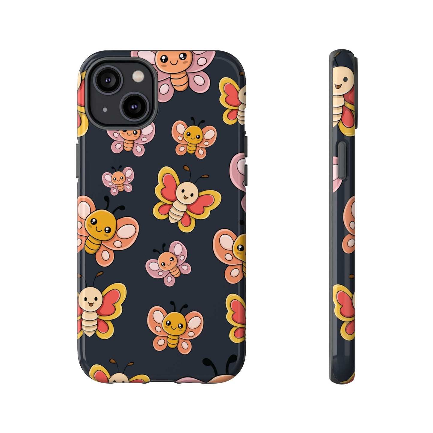 Grey Butterfly Sticker Design Phone Case - Grey Phone Case - iPhone 14 Plus / Glossy