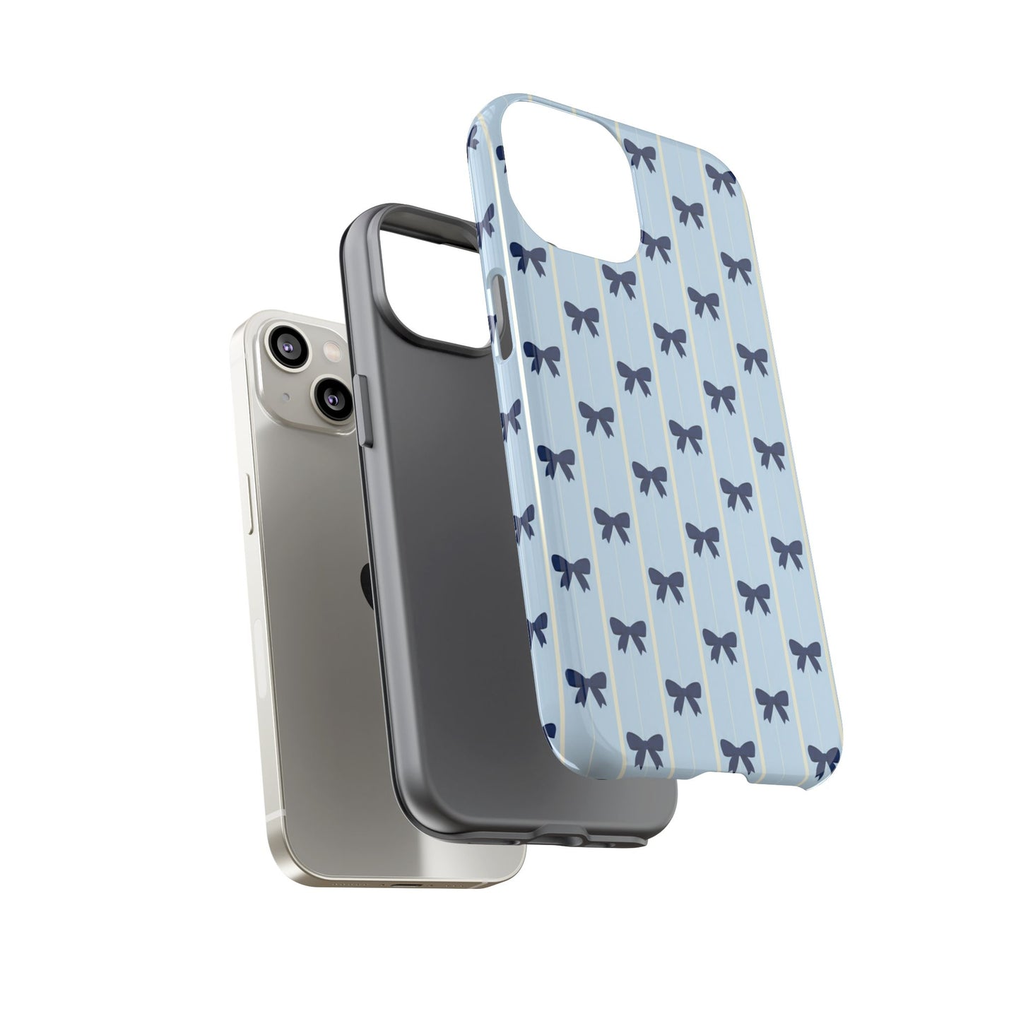 Retro Navy Blue Bow Pattern Phone Case