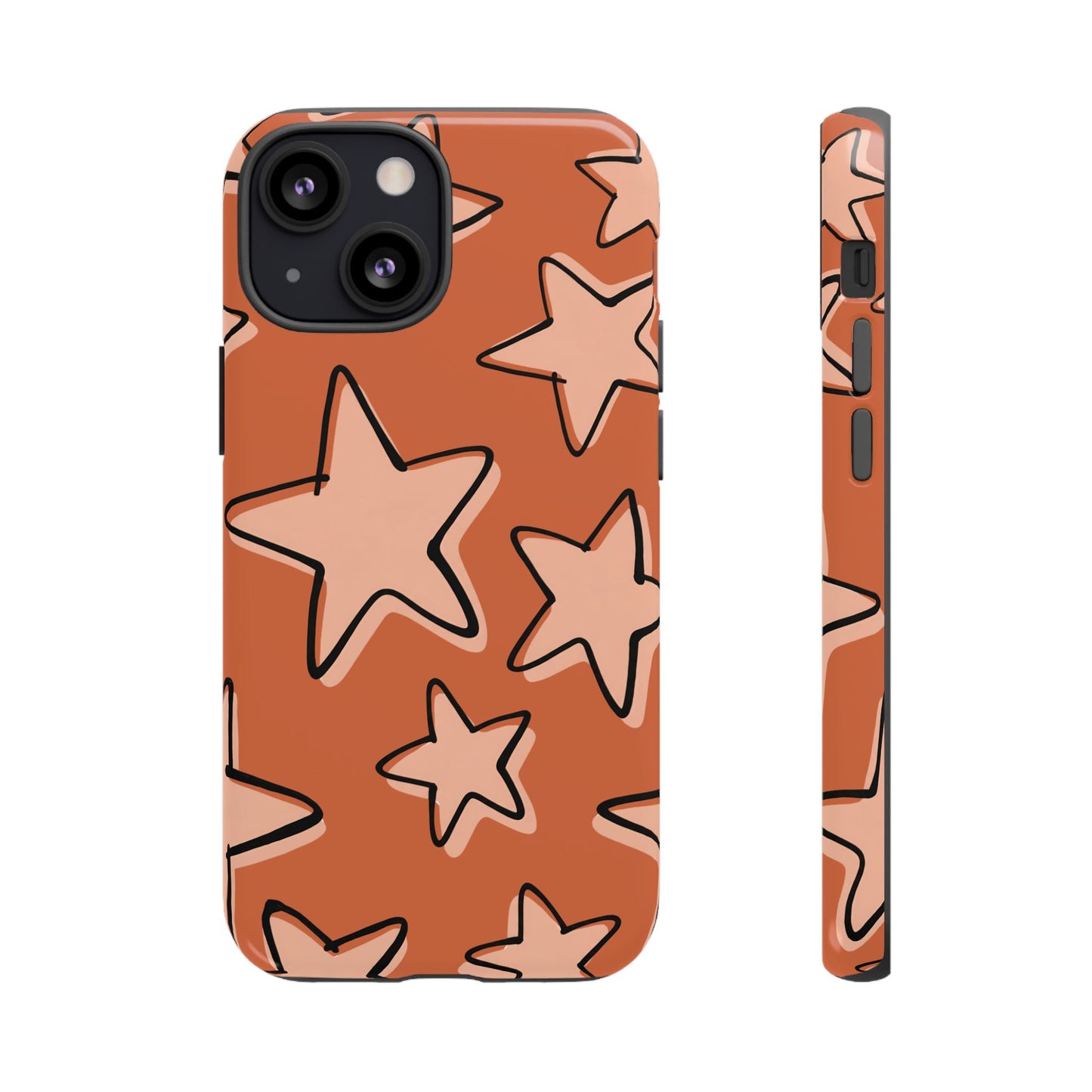 Burnt Orange Doodle Star Phone Case
