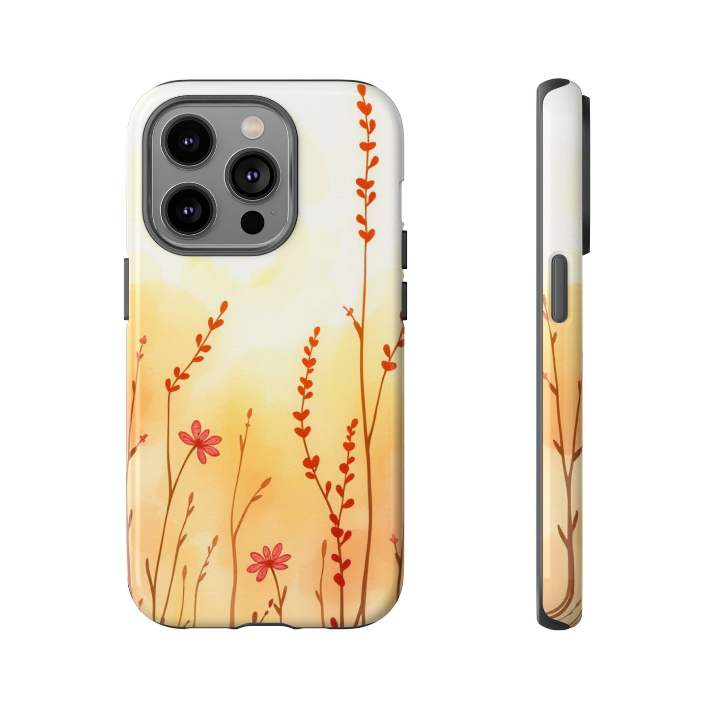 iPhone 14 Pro / Glossy Phone Case - Boho Chic Watercolour Wildflower Dusk Pattern Phone Case